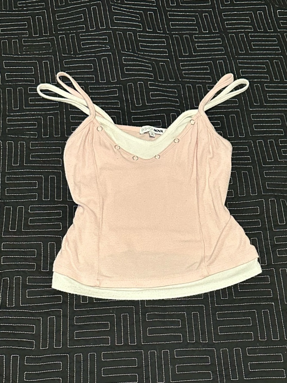 Fashion Nova Light Pink Double-Strap Tank Top with White Trim - Medium